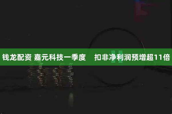 钱龙配资 嘉元科技一季度    扣非净利润预增超11倍