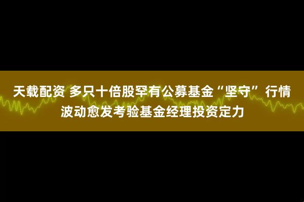 天载配资 多只十倍股罕有公募基金“坚守” 行情波动愈发考验基金经理投资定力